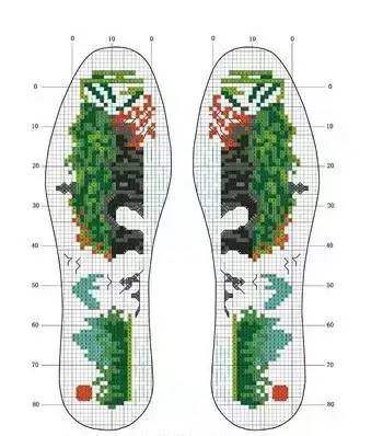 26款精美十字绣鞋垫图案，收藏起来慢慢学习！附3种绣法解读哦